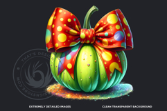 Pop Polka Dot coquette Pumpkins with bows PNG,fall halloween Product Image 3