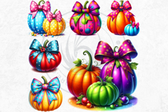Pop Polka Dot coquette Pumpkins with bows PNG,fall halloween Product Image 6