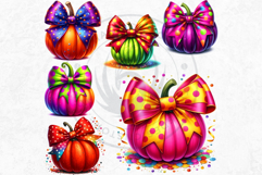 Pop Polka Dot coquette Pumpkins with bows PNG,fall halloween Product Image 8