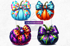 Pop Polka Dot coquette Pumpkins with bows PNG,fall halloween Product Image 9