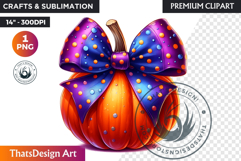 Pop Polka Dot coquette Pumpkins with bow PNG,fall halloween Product Image 1