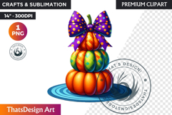 Pop Polka Dot coquette Pumpkins with bow PNG,fall halloween Product Image 1