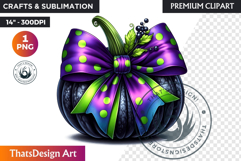 Pop Polka Dot coquette Pumpkins with bow PNG,fall halloween Product Image 1