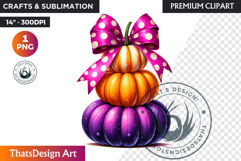 Pop Polka Dot coquette Pumpkins with bow PNG,fall halloween Product Image 1