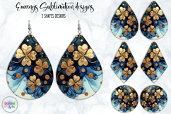 St. Patrick’s Day Earrings Sublimation, Lucky Clover Art Product Image 1