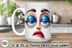 Funny Face Mug Wrap, Sarcastic Coffee Mug Wrap, Grumpy Face Product Image 1