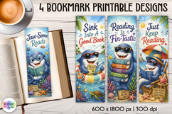 Shark Reading Bookmarks | Ocean Book Lover Designs Product Image 1