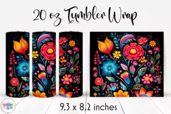 Folk Flowers Tumbler Wrap Sublimation 20 oz Product Image 1