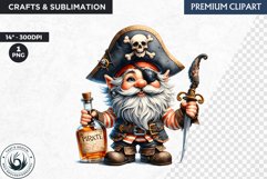 Vintage Pirate Gnome clipart, Corsair Gnome sublimation, PNG Product Image 1