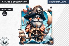 Vintage Pirate Gnome clipart, Corsair Gnome sublimation, PNG Product Image 1