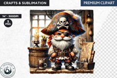 Vintage Pirate Gnome clipart, Corsair Gnome sublimation, PNG Product Image 1
