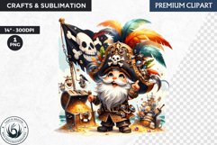 Vintage Pirate Gnome clipart, Corsair Gnome sublimation, PNG Product Image 1