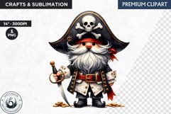 Vintage Pirate Gnome clipart, Corsair Gnome sublimation, PNG Product Image 1