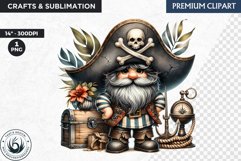 Vintage Pirate Gnome clipart, Corsair Gnome sublimation, PNG Product Image 1