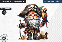 Vintage Pirate Gnome clipart, Corsair Gnome sublimation, PNG Product Image 1