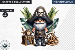 Vintage Pirate Gnome clipart, Corsair Gnome sublimation, PNG Product Image 1