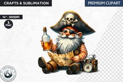 Vintage Pirate Gnome clipart, Corsair Gnome sublimation, PNG Product Image 1