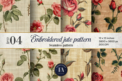 Embroidered Jute digital paper | Roses pattern Product Image 1