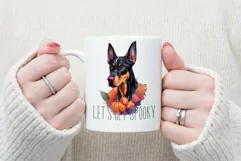 Watercolor doberman dog halloween sublimation PNG Product Image 3