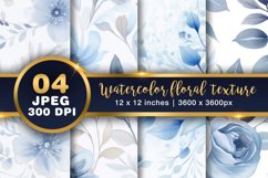 Blue Watercolor floral Digital Paper, floral digital paper Product Image 1