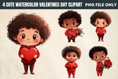 Cute Watercolor Valentines Day Clipart PNG Product Image 1