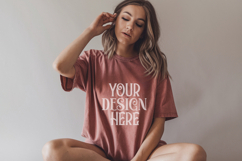 Comfort Colors 1717 Terracotta T-shirt Mockups, Real Model Product Image 1