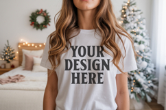 Bella Canvas 3001 White Christmas Shirt Mockup, Trandy Product Image 1