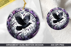 Cute Crow Stained Glass Ornament PNG, Sublimation PNG Design Product Image 1