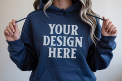 Navy Gildan 18500 Hoodie Mockup, G18000 Hoodie Model mockup Product Image 1