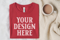 Christmas Bella Canvas 3001Red Folded Tshirt Mockup Product Image 1
