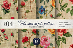 Embroidered Jute digital paper | Roses pattern Product Image 1