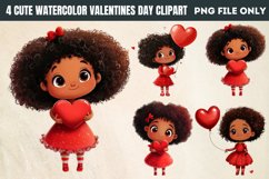 Cute Watercolor Valentines Day Clipart PNG Product Image 1