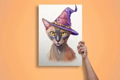 Watercolor oriental cat halloween sublimation PNG Product Image 4