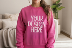 Heliconia Gildan 18000 Sweatshirt Mockup,G18000 Crewneck Product Image 1