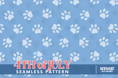 American 4th of July Cat Dog Paw Seamless Pattern PNG DTF Product Image 1