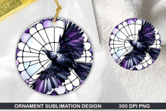 Cute Crow Stained Glass Ornament PNG, Sublimation PNG Design Product Image 1