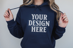 Navy Gildan 18500 Hoodie Mockup, G18000 Hoodie Model mockup Product Image 1