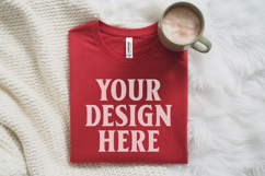 Christmas Bella Canvas 3001Red Folded Tshirt Mockup Product Image 1