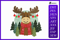 Kawaii Christmas Moose Embroidery Designs For Machine Product Image 1