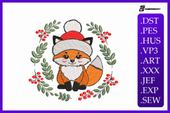 Cute Christmas Fox in Santa Hat Embroidery Designs Product Image 1