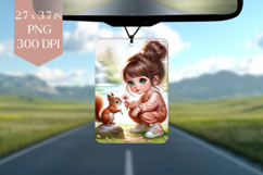 Woodland Girl &amp; Squirrel Air Freshener PNG Product Image 1