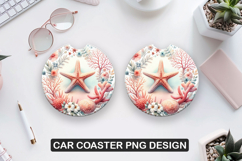 Shells Stars Car Coaster Sublimation| Animal Coaster PNG Product Image 1