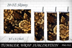 Tumbler wrap with gold flower, Floral 20 oz skinny tumble Product Image 1