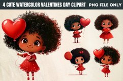 Cute Watercolor Valentines Day Clipart PNG Product Image 1