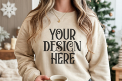 Christmas Gildan 18000 Sand Crewneck Sweatshirt Mockup Product Image 1