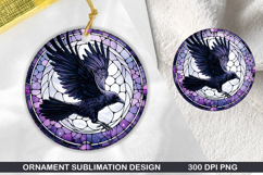 Cute Crow Stained Glass Ornament PNG, Sublimation PNG Design Product Image 1