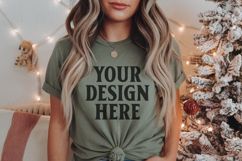 Bella Canvas 3001 White Christmas Shirt Mockup, Trandy Product Image 1