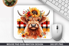 Highland Cow Mouse Pad Sublimation, Animals Mouse Pad PNG Product Image 1