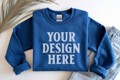 Indigo Blue Gildan 18000 Folded Flat Lay Mockups Product Image 1