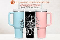 Engraved 40oz Tumbler Wrap Sunflower, Floral Svg, Heart Svg Product Image 1